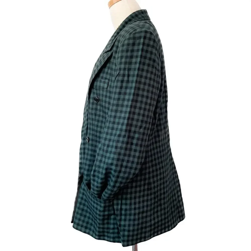The Limited vintage checkered plaid double breasted peak lapel blazer size 12 L